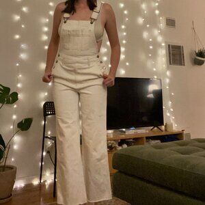 White denim overalls